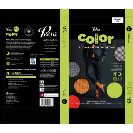 Veera Color, чоловічі компресійні гольфи, 18-21 мм рт. ст., темно-сині, розмір M: ціни та характеристики