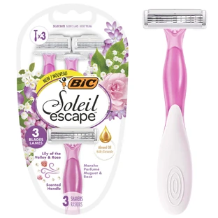 BIC Soleil Escape, бритва жіноча, одноразова, з трьома лезами, конвалія та троянда, 3 шт.