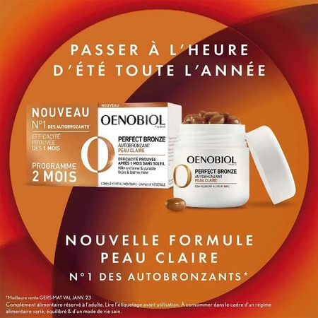 Oenobiol Perfect Bronze Самозагоряюча чиста шкіра 2х30 капсул: ціни та характеристики
