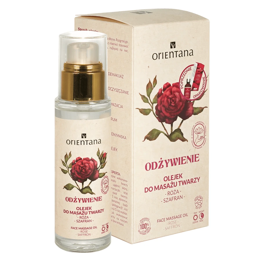 Orientana Живильний засіб для обличчя, ulei de masaj facial, trandafir și șofran, 30 мл: ціни та характеристики