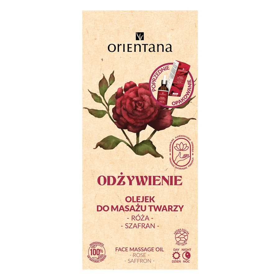 Orientana Живильний засіб для обличчя, ulei de masaj facial, trandafir și șofran, 30 мл: ціни та характеристики