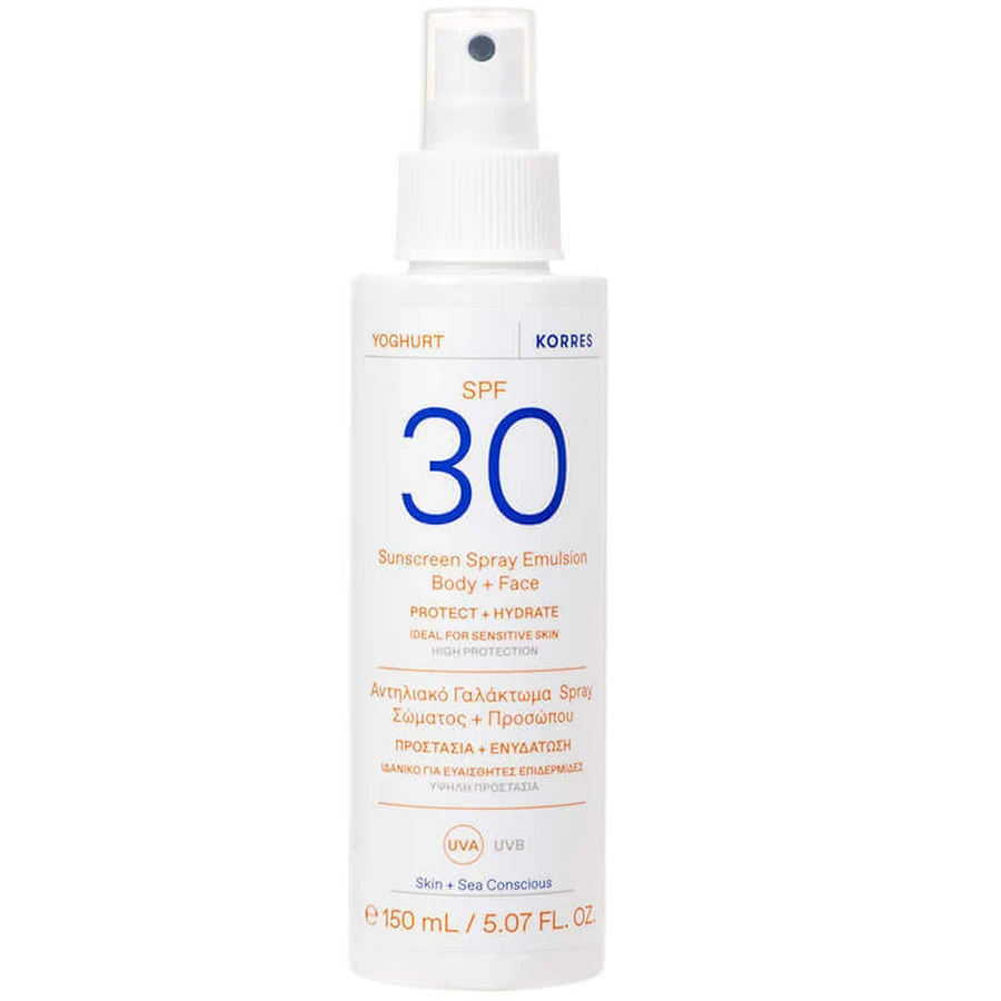 Korres Йогурт, захисний емульсійний спрей для тіла та обличчя, SPF 30, 150 мл: ціни та характеристики