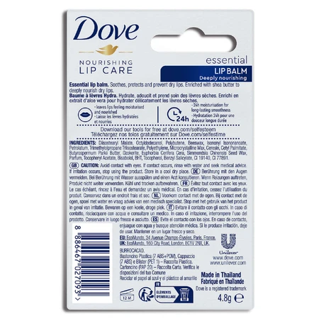 Dove Nourishing Lip Care Essential, бальзам для губ, 4,8 г: ціни та характеристики