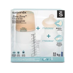 Бутылочка для кормления Suavinex Zero 270 мл + соска M + силиконовый чехол 270 мл