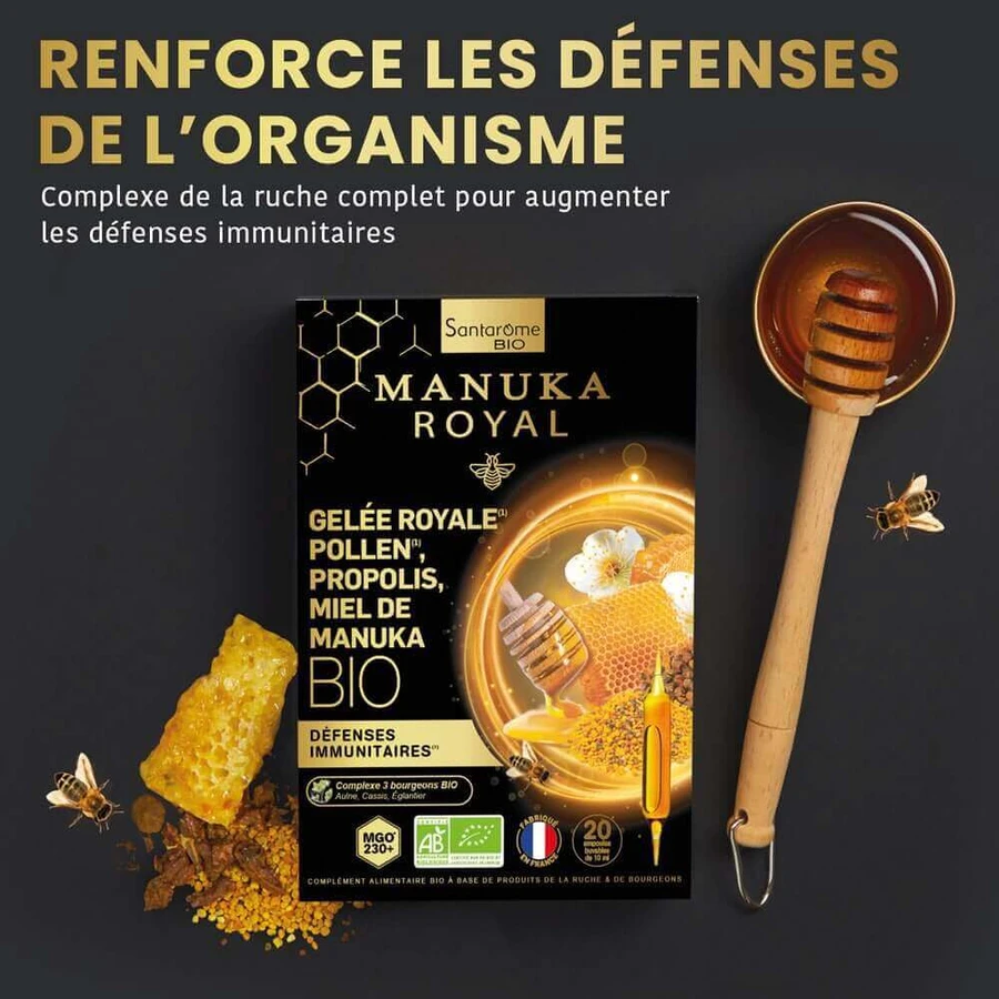 Santarome Organic Manuka Мед Манука Королівське желе Пилок Прополіс 20 флаконів: ціни та характеристики