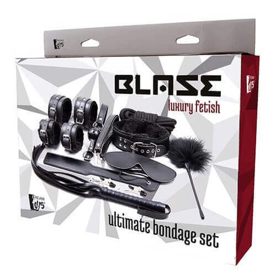 Dream Toys Blaze Ultimate Bondage Set наручники x2 + маска + хлыст + плеть + перо + ошейник с поводком + кляп + зажимы для сосков + веревка: цены и характеристики