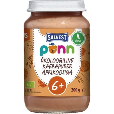 SALVEST Põnn BIO Абрикосы с овсяными хлопьями 1×200 г, фруктовая закуска: цены и характеристики
