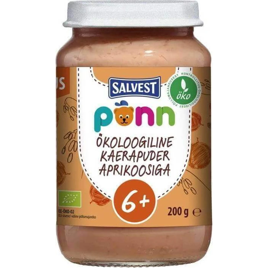 SALVEST Põnn BIO Абрикосы с овсяными хлопьями 1×200 г, фруктовая закуска: цены и характеристики