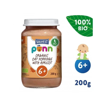 SALVEST Põnn BIO Абрикосы с овсяными хлопьями 1×200 г, фруктовая закуска: цены и характеристики
