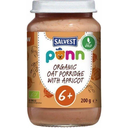 SALVEST Põnn BIO Абрикосы с овсяными хлопьями 1×200 г, фруктовая закуска: цены и характеристики