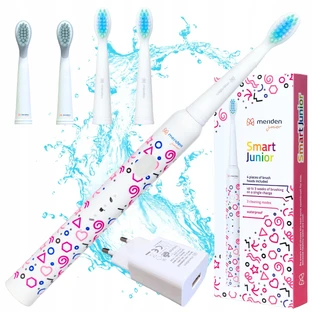 Meriden Smart Junior Pink, звуковая зубная щетка для детей, розовая, от 5 лет, 1 штука + сменные насадки, 4 штуки