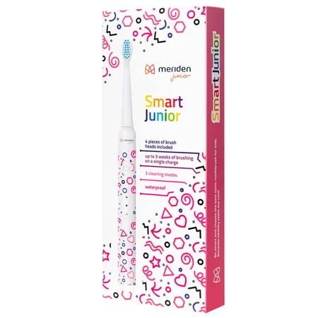Meriden Smart Junior Pink, звукова зубна щітка для дітей, рожева, від 5 років, 1 штука + змінні насадки, 4 штуки: ціни та характеристики