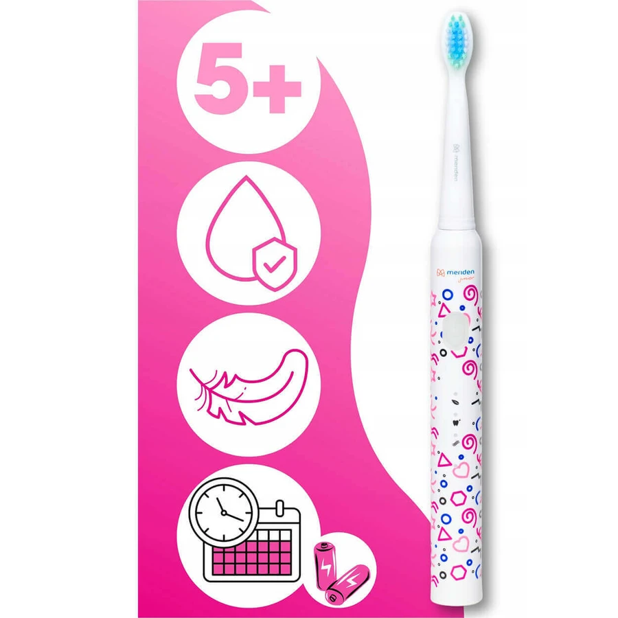 Meriden Smart Junior Pink, звукова зубна щітка для дітей, рожева, від 5 років, 1 штука + змінні насадки, 4 штуки: ціни та характеристики