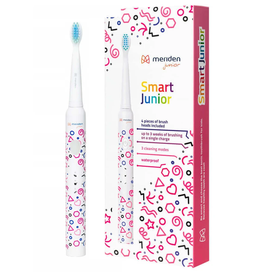 Meriden Smart Junior Pink, звукова зубна щітка для дітей, рожева, від 5 років, 1 штука + змінні насадки, 4 штуки: ціни та характеристики