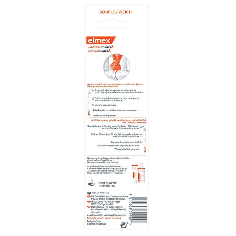 Мягкая зубная щетка Elmex Anti-Caries Inter X Care x2: цены и характеристики