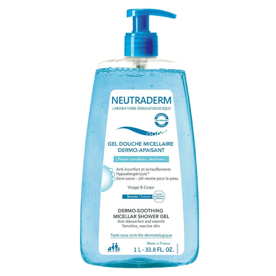 Neutraderm Мицеллярный гель для душа дермо-успокаивающий для чувствительной и реактивной кожи 1 л: цены и характеристики