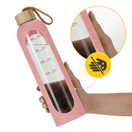 4Fizjo, sticlă de apă în carcasă de silicon, motivațională, roz, 1 l: цены и характеристики