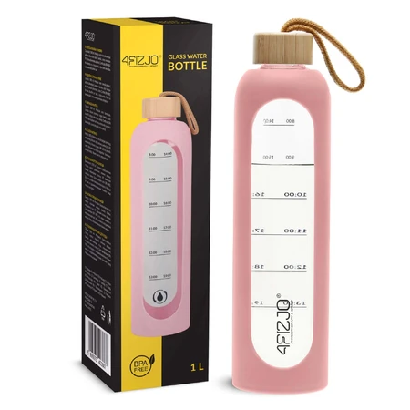 4Fizjo, sticlă de apă în carcasă de silicon, motivațională, roz, 1 l: цены и характеристики