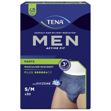 Набір Tena Men Active Fit Pants, поглинаючі труси, розмір S/M, 75-105 см, Plus, 2 х 30 шт.: ціни та характеристики