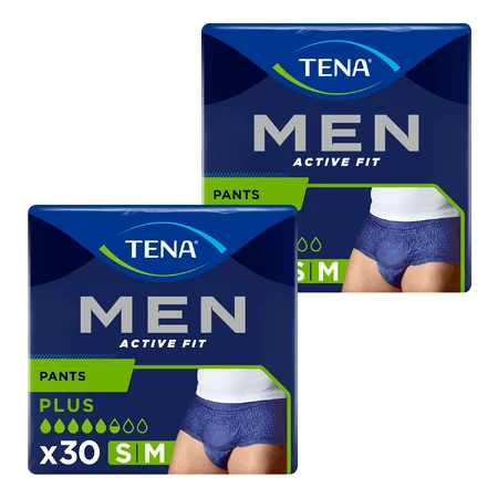 Набір Tena Men Active Fit Pants, поглинаючі труси, розмір S/M, 75-105 см, Plus, 2 х 30 шт.: ціни та характеристики