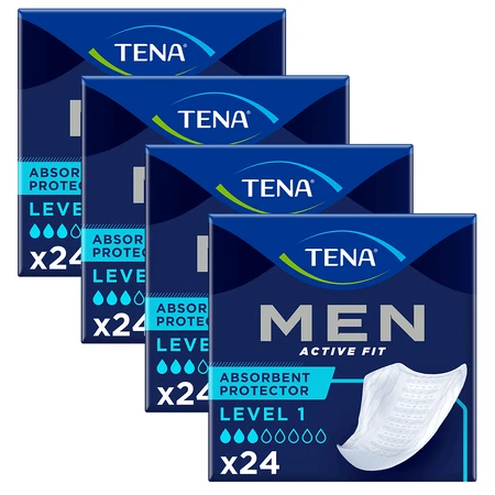 Набір Tena Men Active Fit, анатомічні устілки для чоловіків, рівень 1, 4 x 24 штуки: ціни та характеристики