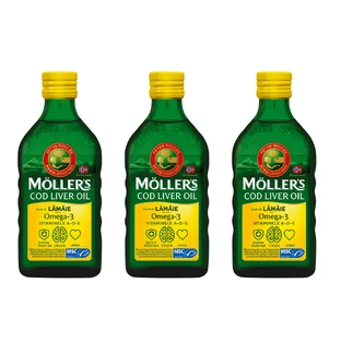 Möller's, Рыбий жир с омега-3 с лимонным вкусом, 3 х 250 мл
