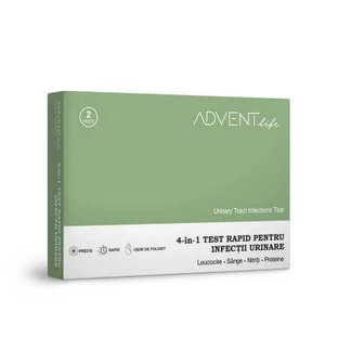 Экспресс-тест на мочевые инфекции 4 в 1, 1 коробка х 2 теста, Advent Life