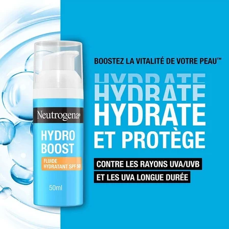 Гіалуроновий флюїд Neutrogena Hydro Boost з гіалуроновою кислотою В5 та ніацинамідом SPF 50мл: ціни та характеристики