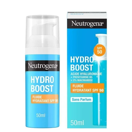 Гіалуроновий флюїд Neutrogena Hydro Boost з гіалуроновою кислотою В5 та ніацинамідом SPF 50мл: ціни та характеристики