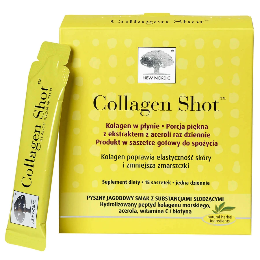 Новий Nordic Collagen Shot, рідкий колаген, ягідний смак, 15 пакетиків: ціни та характеристики