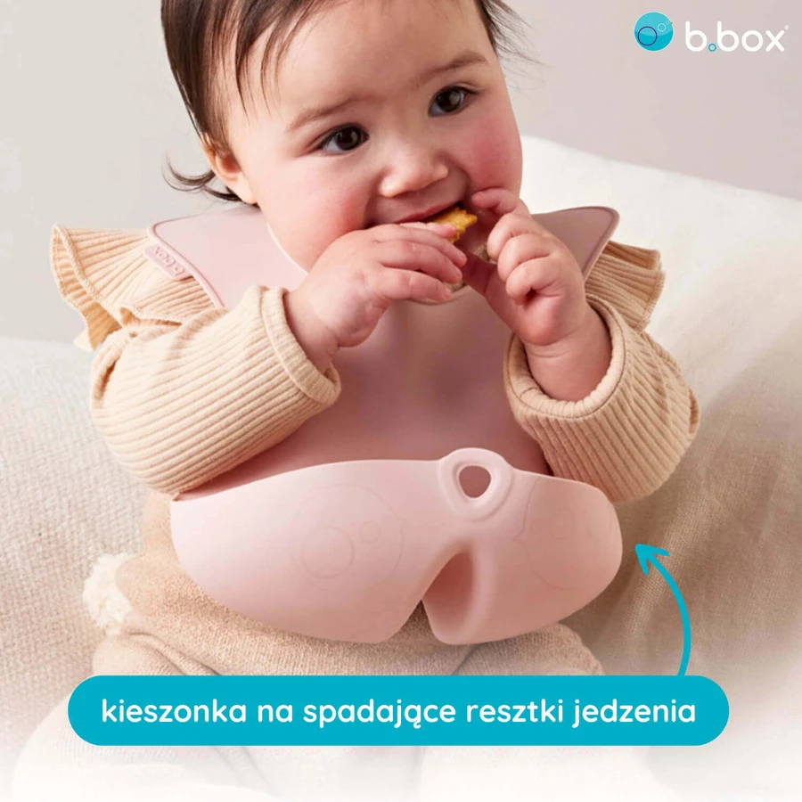 B.Box, нагрудник силіконовий з відкритою кишенею, висувний, рожевий, від 4 місяців, 1 шт.: ціни та характеристики