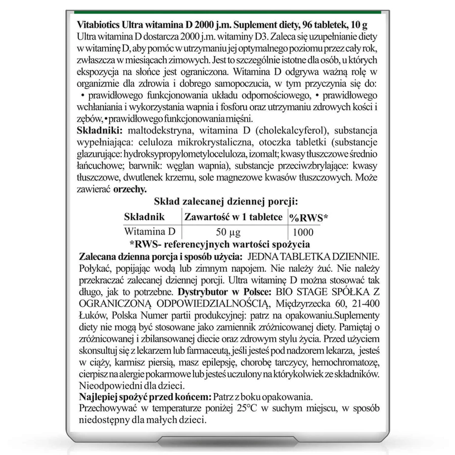Вітабіотики Ультра Вітамін D3 2000 МО, 96 таблеток: ціни та характеристики