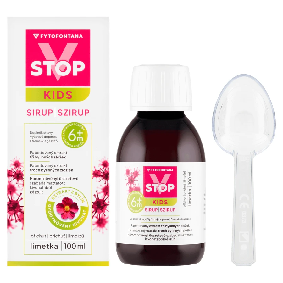 Фітофонтана V-Stop Kids 6m+, сироп для дітей від 6 місяців, зі смаком лайма, 100 мл: ціни та характеристики