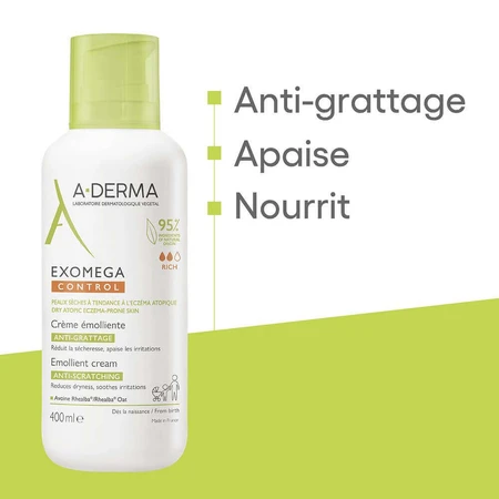 A-Derma Exomega Control Пом'якшувальний крем проти свербежу Суха шкіра, схильна до атопічної екземи 400мл: ціни та характеристики