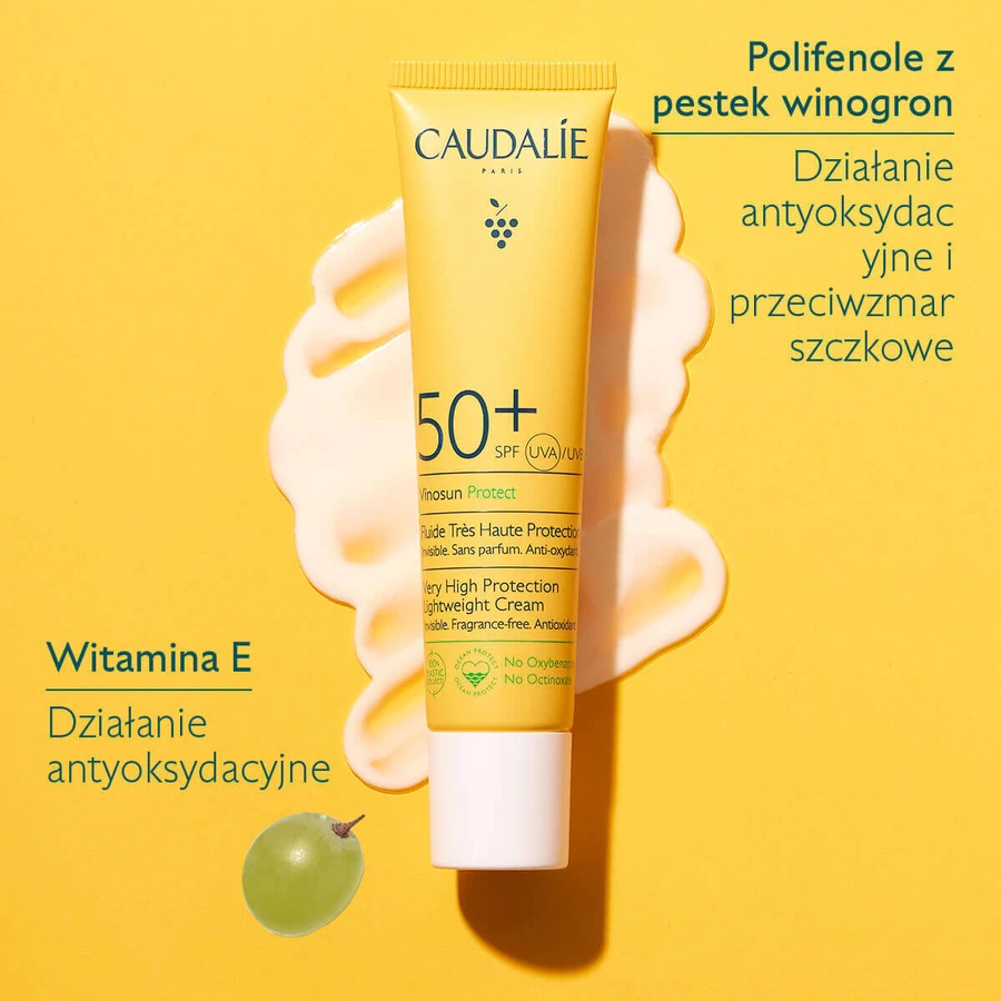 Caudalie Vinosun Protect, невидимий, легкий крем з дуже високим ступенем захисту, SPF 50+, 40 мл + 20 мл безкоштовно: ціни та характеристики
