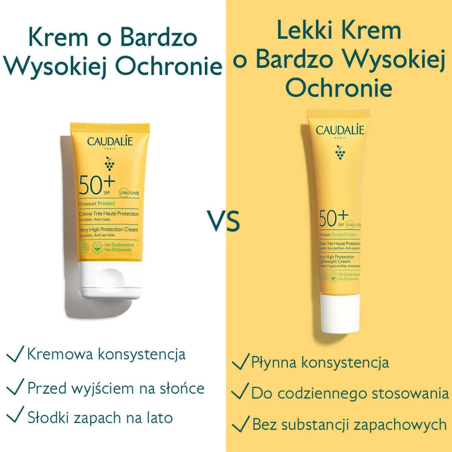Caudalie Vinosun Protect, невидимий, легкий крем з дуже високим ступенем захисту, SPF 50+, 40 мл + 20 мл безкоштовно: ціни та характеристики