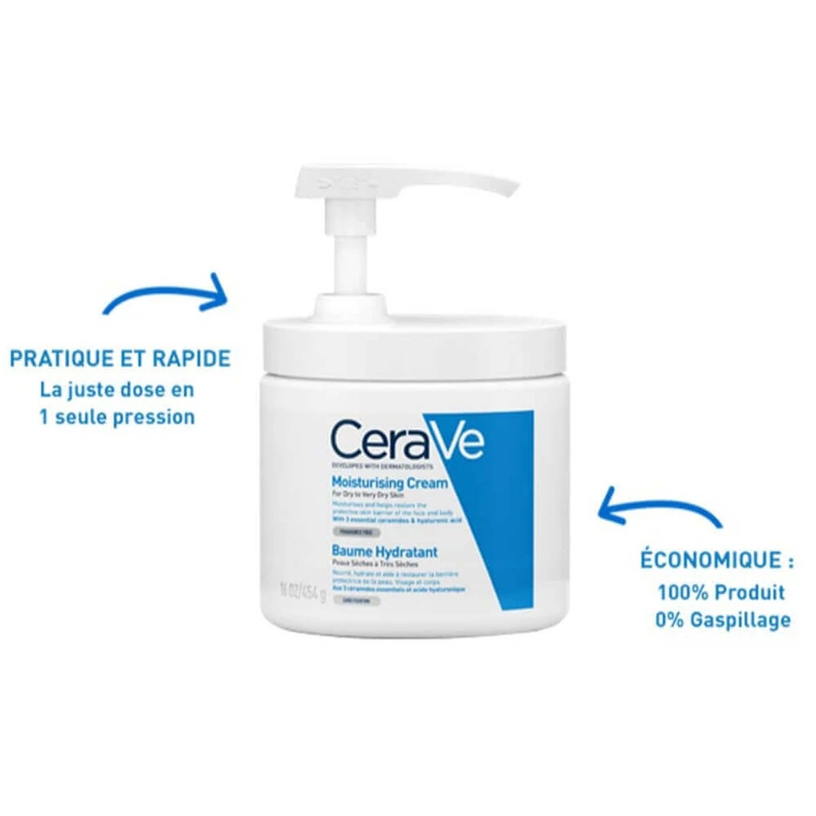 Cerave Body Зволожуючий крем для обличчя та тіла з дозатором для сухої та дуже сухої шкіри 454г: ціни та характеристики