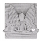 BabyMatex, Покрывало для ванной Prestige Bunny из вафельного хлопка, 70 см x 140 см, серое