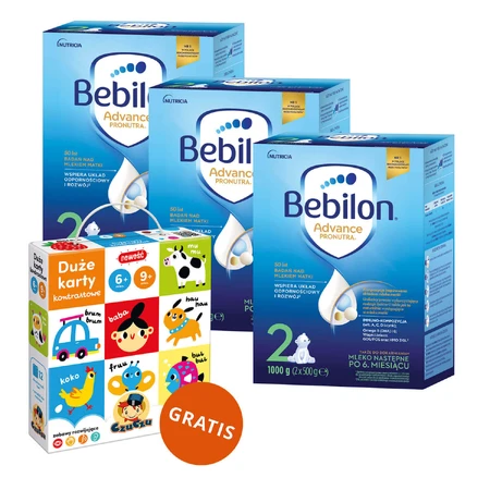 Набор Bebilon Advance Pronutra 2, lapte de continuare, peste 6 luni, 3 x 1000 г + CzuCzu, carduri de contrast mari gratuit: цены и характеристики