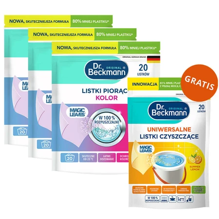 Набір Dr Beckmann Magic Leaves, миючі листочки, Квіткова свіжість, кольорові, 3 x 20 штук + очищувальні листочки, універсальні, Літній лимон, 20 штук безкоштовно: ціни та характеристики