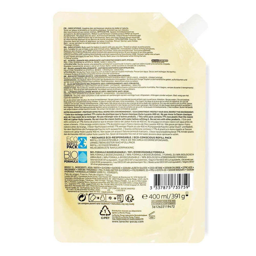 La Roche-Posay Lipikar Очищающее масло Relipidating Atopic Skin AP+ Eco-Refill 400 мл: цены и характеристики