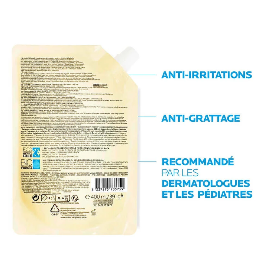 La Roche-Posay Lipikar Очищающее масло Relipidating Atopic Skin AP+ Eco-Refill 400 мл: цены и характеристики