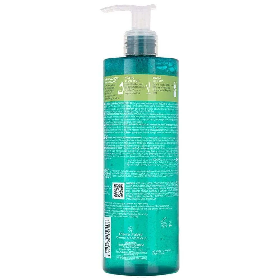 A-Derma Biologie AC Organic Очищуючий гель для жирної та вугрової шкіри 400 мл: ціни та характеристики