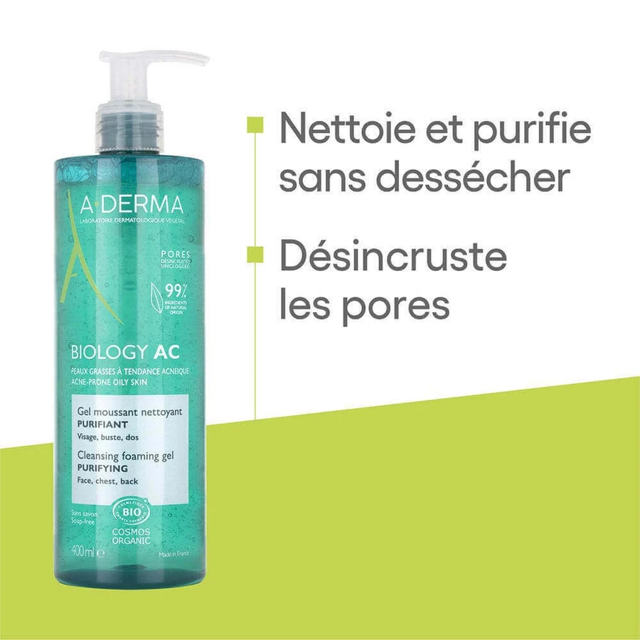 A-Derma Biologie AC Organic Очищуючий гель для жирної та вугрової шкіри 400 мл: ціни та характеристики