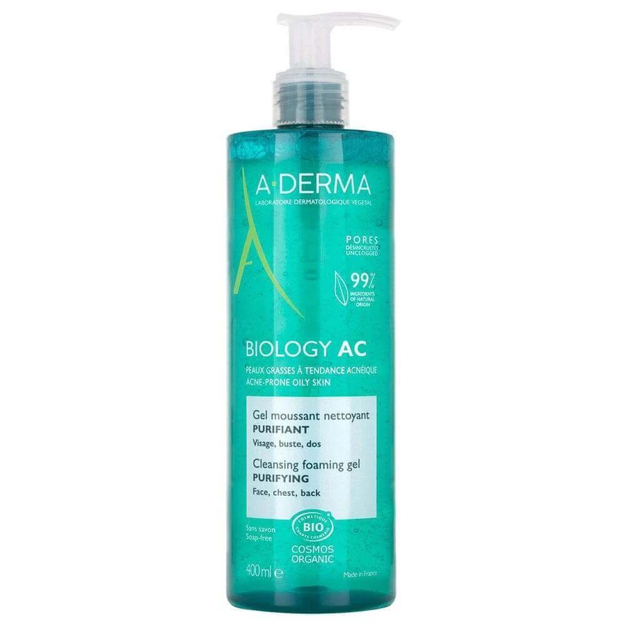 A-Derma Biologie AC Organic Очищуючий гель для жирної та вугрової шкіри 400 мл: ціни та характеристики