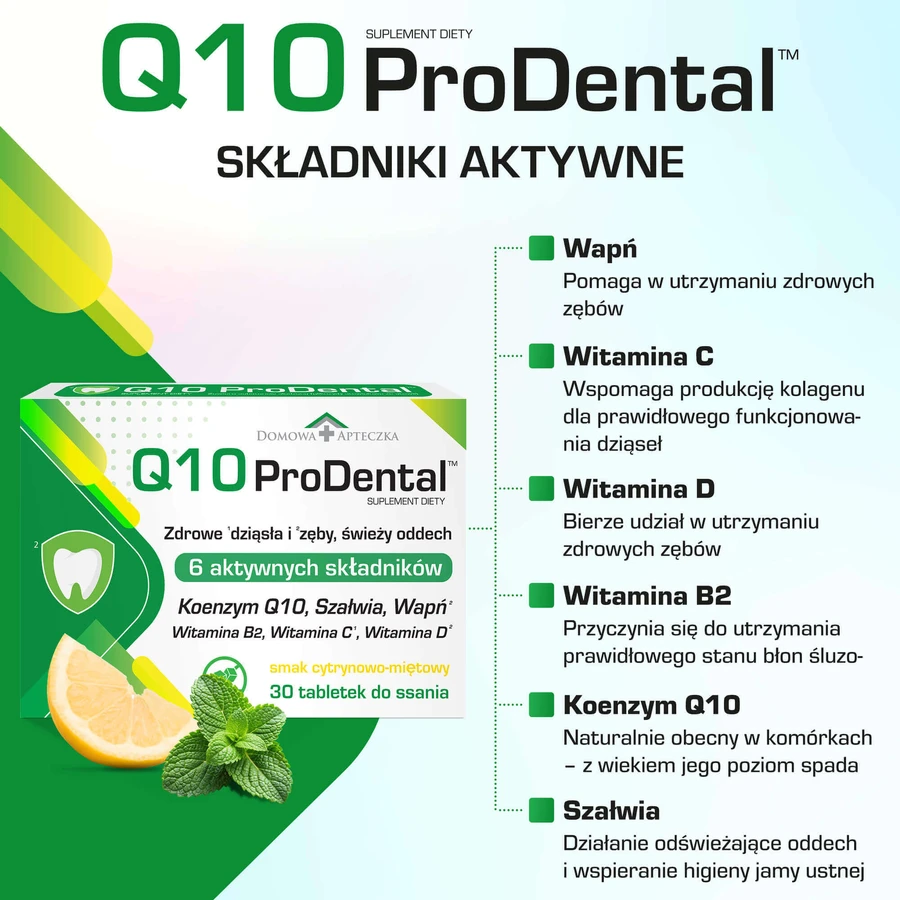 Q10 ProDental, лимонно-мятный вкус, 30 пастилок: цены и характеристики