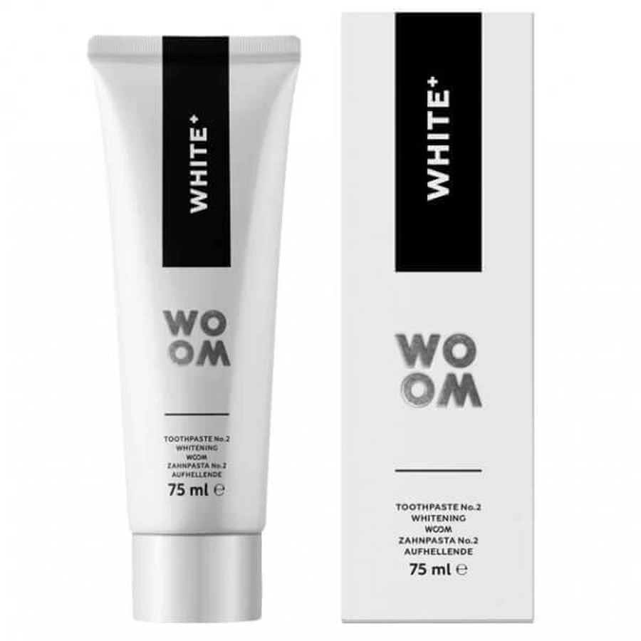 Woom, White +, антибактериальная отбеливающая зубная паста, 75 мл: цены и характеристики
