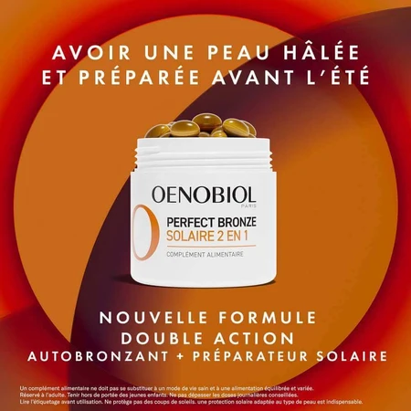Oenobiol Perfect Bronze I Solari 2 в 1 автозагар і захист від сонця 30 вегетаріанських капсул: ціни та характеристики