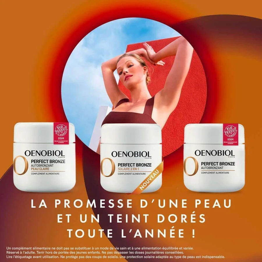 Oenobiol Perfect Bronze I Solari 2 в 1 автозагар і захист від сонця 30 вегетаріанських капсул: ціни та характеристики