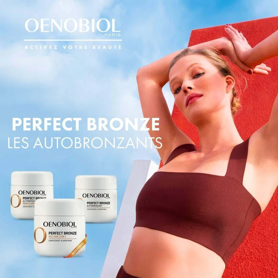 Oenobiol Perfect Bronze I Solari 2 в 1 автозагар і захист від сонця 30 вегетаріанських капсул: ціни та характеристики